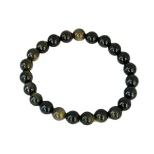Natural Golden Sheen Obsidian Bracelet 8 MM Mens Beaded Stone Bracelets for Women, Stretch Bracelet,