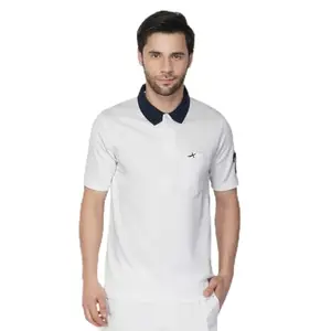 Vector X OMT108 Mens Polo Neck T-Shirt with Front Pocket (White)