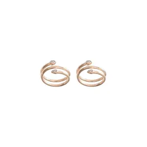 TASSYA Rose Gold Spiral Toe Rings with Crystal Accents, Double Loop Design Anniversary Birthday Wedding Gifts for Women & Girls