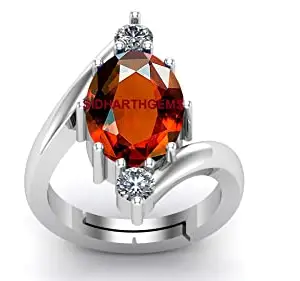 AKSHITA GEMS4.25 Ratti 3.00 Carat Certified Unheated Untreatet AAA+ Quality Natural Gomed Stone Silver Plated Ring