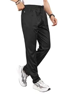 Vilantra Fashion Men's Lycra Slim Fit Track Pants | Stretchable Casual Joggers with Drawstring Waist-Black-30-AC-47