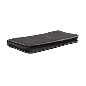 Klasse Unisex Leather Zipper Wallet Card and Mobile Holder | Black