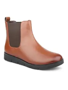Inc.5 Women Tan Mid-Top Chelsea Boots