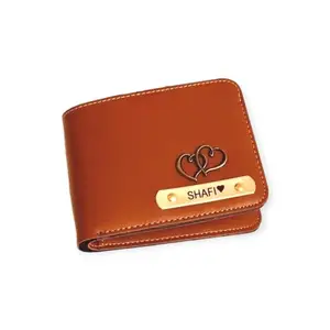 NAVYA ROYAL ART Customized Wallet for Men | Personalized Wallet with Name Printed Leather Name Wallet for Men | Customised Gifts for Men |Personalised Mens Purse with Name & Charm (Tan)