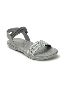 Iconics Women's Slingback Comfortable Sandal for Casual Daily I Office Use ICN-ST-W-24 Grey Flat 3