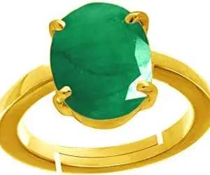 Sidharth gems 12.25 Ratti 11.00 Carat Certified Natural Emerald Panna Panchdhatu Adjustable Rashi Ratan Gold Plating Ring for Astrological Purpose Men & Women