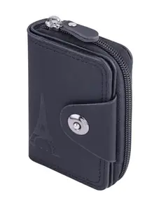 Kesariya Fashion Leather Business Visiting Credit Card Holder Security Travel Wallet for 10 Card and 2 Money Pocket Slots for Men and Women(Black)