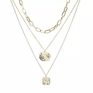 GOHO Stylish Gold Chain Necklace with Textured Pendants