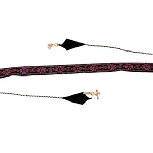Richlook Enterprise Fancy Velvet Fabric Adjustable Waist Belt Kamarbandh for saree chaniya choli Gown And Dress (5 pink)