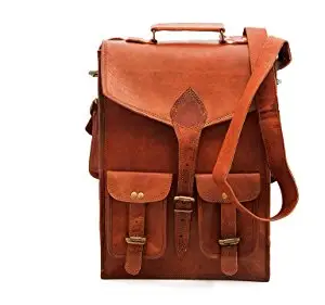 pranjals house Vintage Handmade Genuine Brown Leather Laptop and Messenger Backpack