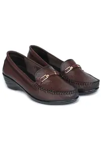 Zoom Shoes Premium Leather Comfortable Lightweight Bellies for Women with PU Sole Ideal for Casual Wear Brown