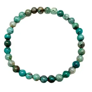 RRJEWELZ Natural Chrysocolla 6mm Round Shape Smooth Cut Beads 7.5 Inch Stretchable Bracelet For Men & Women. Unisex Bracelet For Healing, Meditation, Prosperity, Gift & Luck|STBR_RR_10914_7.5