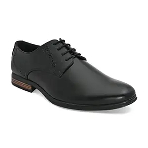 San Frissco Men's Formal Shoes Lace up with Round Toe/Classic and Durable Faux Leather Material Derby's Shoe/Cushioned Footbed Insole with Textured and Patterned Outsole for Office - 9 (Black)