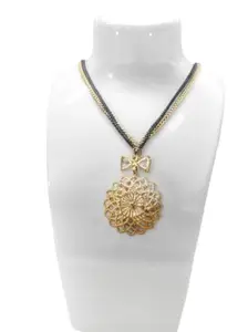 Trinket Bling Gold-Plated Designer Pendant Necklace Set for Women & Girls | Stylish Ethnic & Trendy Daily Wear Jewelry | Kundan & Stone Work Pendant with Chain (Mandala Bloom Design)