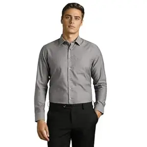 Louis Philippe Men's Slim Fit Easy to Iron Everyday wear Premium Cotton Full Sleeve Solid Formal Shirt
