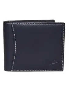 WILD EDGE Genuine Leather Men's Bluemine Wallet/Purse with Flap Closure and Double Stitch Design - Stylish Formal and Casual Look Men's Wallet