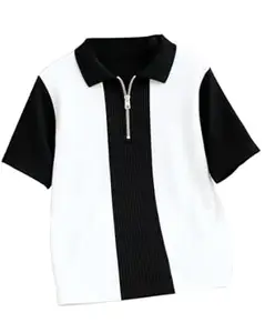 Enitor Mens Half Sleeves Polo Neck T-Shirt, Casual Summer Wear T-Shirt for Men, Formal Half Zipper T-Shirts for Boys, Stylish Everyday Tshirs for Boy