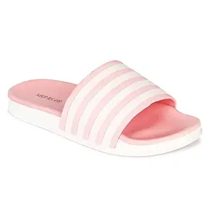 Longwalk Women's Horizontal Stripe Flip Flops (Pink, numeric_3)