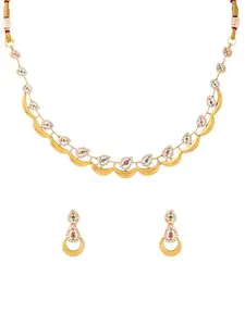 Yellow Chimes Gold Plated Jewellery Set for Women | Traditional Necklace Set for Girls | Golden Jewellery Set for Women | Birthday Anniversary Gift for Wife
