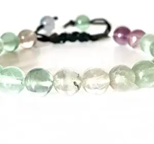 Feel Crystals Green Fluorite Natural Crystals Gemstone Adjustable Beads Stylish Bracelets for Girls Women Boys Men Unisex