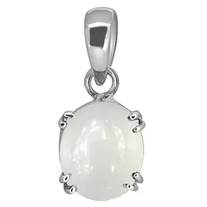Kirti Sales 11.25 Carat Certified Real Moonstone Silver Plated Pendant White Stone Original Chandrakanta Stone For Men And Women