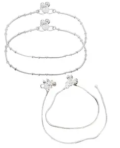 Indian Traditional White Metal Anklets Payal Pair for Women (0018)