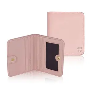 Storite Womens RFID Blocking Small Compact Leather Wallet Women's Slim and Easy to Fit in Pocket,6 Card Slots,1 ID Window, Ladies Mini Purse Money Pocket with Button Closure – (Pink -10.4 Cm x 9 Cm)