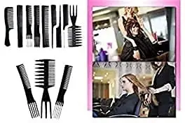 LEYSIN Professional 9 Pcs Pro Hair Cut Styling Hairdressing Barbers Combs Set Hair Styling Tools for Men and Women Pack Of 1