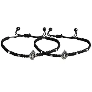 ZAVYA 925 Sterling Oxidised Silver Peacock Designer Silver Plated Thread Anklets (Pair) | Gift for Women and Girls | With Certificate of Authenticity and 925 Hallmark