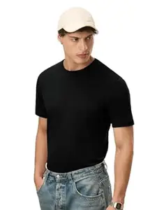 The Souled Store Supima: Men and Boys Short Sleeves Round Neck Solid Premium Basic Casual Lightweight Easy to Style Everyday Streetwear Trendy Supima T-Shirt