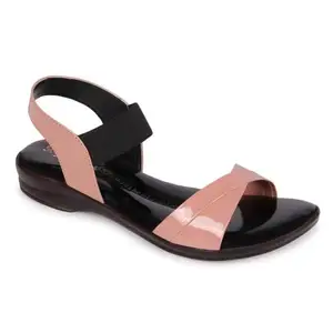 BIG BIRD FOOTWEAR Airmax/PU Sole Patent Leather Flat Casual Sandals for Women & Girls (Pink, Size : 6UK)