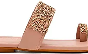 SHREE OL Comfortable Wedges Fashion Sandal For Women (Peach, numeric_7)
