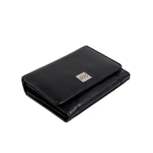 MUSOMODA Genuine Leather Ladies Compact Wallet Black