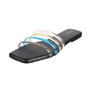 Metro Women Black Flat Slipon Sandal UK/7 EU/40 (41-4190)