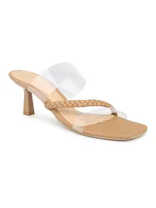 INC.5 Women Dark Beige & Transparent Colourblocked Stiletto Heels