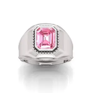 RRVGEM Certified Unheated Untreatet 12.00 Carat Pink Sapphire ring Silver Plated Ring Adjustable Ring Size 16-22 for Men and Women