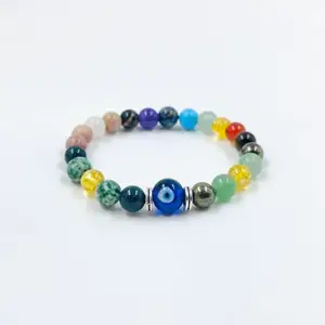 COLD LAVA 5 in 1 100% Natural Crystals Bracelet blend of crystals for 7 Chakra Healing (L)