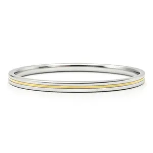 TEYRAH Brass Line 6MM Stainless Steel Sikh Kada For Women And Men Punjabi Bracelet Indian Accessory Sikh Wrist Band Punjabi Kara For Women and Men 60Grams (Inner Diamater 7.6 CM)