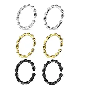 fashion accessories Nosering or Nose Pin Silver and Golden or Multi Colors Plated Nose Ring Women and Girls (1PCS)� (NOSERING-BLACK-DEZ-2P)