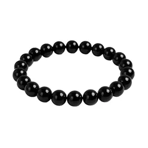 Natural Black Tourmaline Energy Shield Bracelet, 8mm Beads, EMF Protection and Stress Relief
