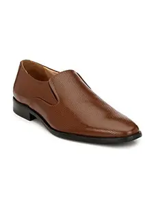 HiREL'S Brown Perforatd Genine Leather Slip Ons 6