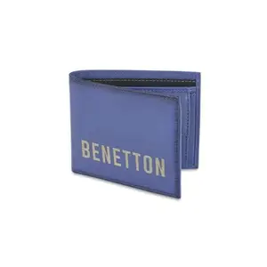 UNITED COLORS OF BENETTON Damek Leather Global Coin Wallet for Men - Blue, 4 Card Slots