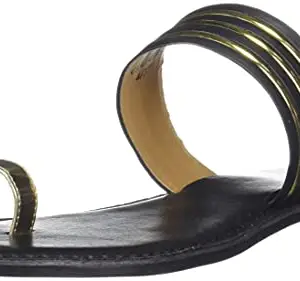 Carlton London Women's Black Flat Sandal (CLL-6153), 6 UK