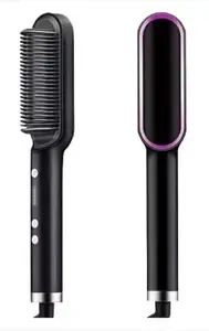 Qwid Hair Straightener, Hair Straightener Comb for Women & Men, Hair Styler, Straightener machine Brush/PTC Heating Electric Straightener with 5 Temperature (Pack of 1)