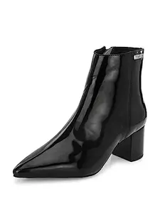 EL PASO Women Black Faux Leather Casual Slip On BootsEPW9303Black_3