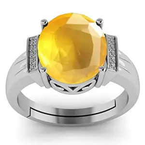 NAMDEV GEMS 6.25 Ratti 5.50 Carat Yellow Sapphire Gemstone Silver Panchdhatu Ring For Men And Women's