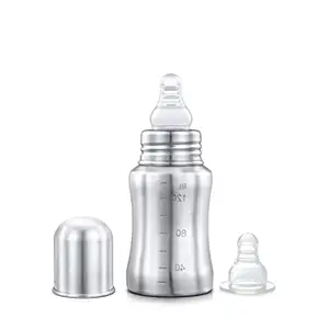SPEEDEX Stainless Steel Infant Baby Feeding Bottle, BPA Free, Anti-Colic, Plastic-Free, Medium-Flow Nipple (140 ML)