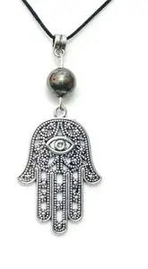 ASTROGHAR Natural Pyrite Crystal With Blessing Hamsa Hand God Hand Lucky Charm Pendant