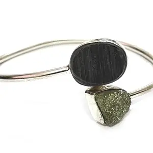 ASTROGHAR Pyrite And Black Tourmaline Crystals Lucky Charm Crystal Bracelet