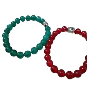 Blustone कॉम्बो माणिक स्टोन ब्रेसलेट+ पन्ना रत्न ब्रेसलेट Best Combo Budh Pachu Ratna Panna Stone Bracelets & Manikya Beslet Original Certified রুবি পান্না ব্রেসলেট Long Lasting Ruby Emerald Bracelet